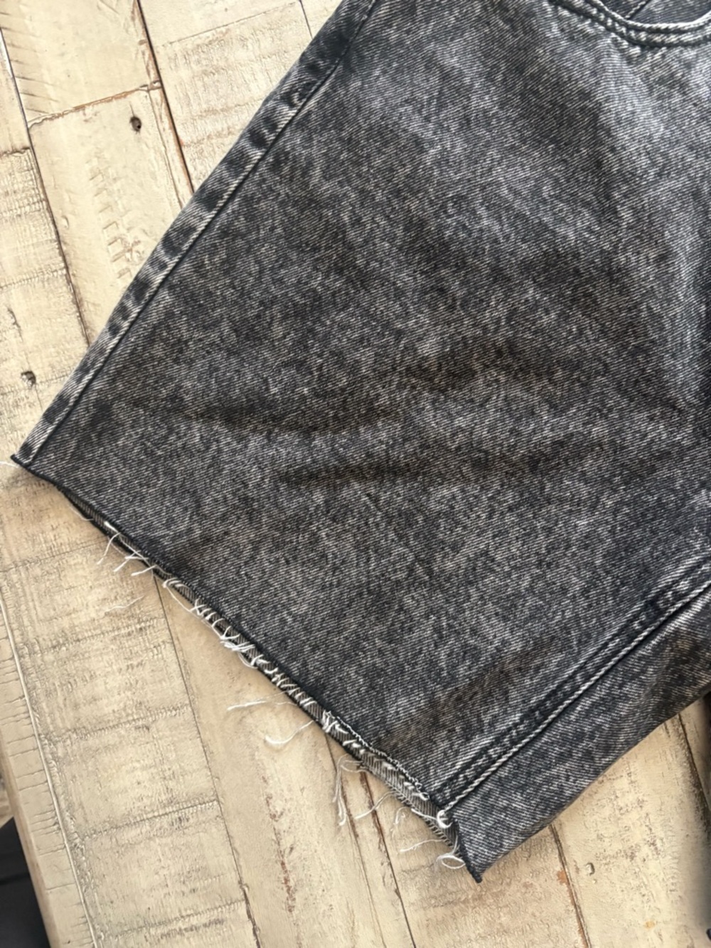 Empyre Washed Black Denim Shorts with Green Logo - Picture 3 of 7